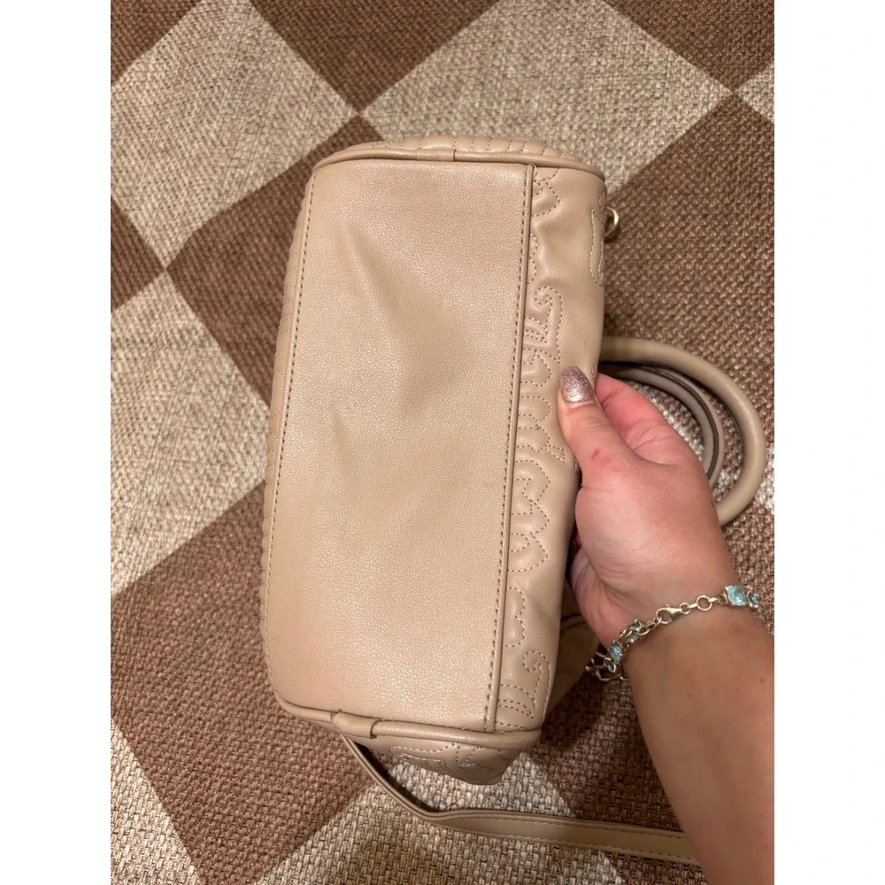 Juicy Couture Beige Embroidered Logo Satchel Crossbody‎ Bag Heart Charm